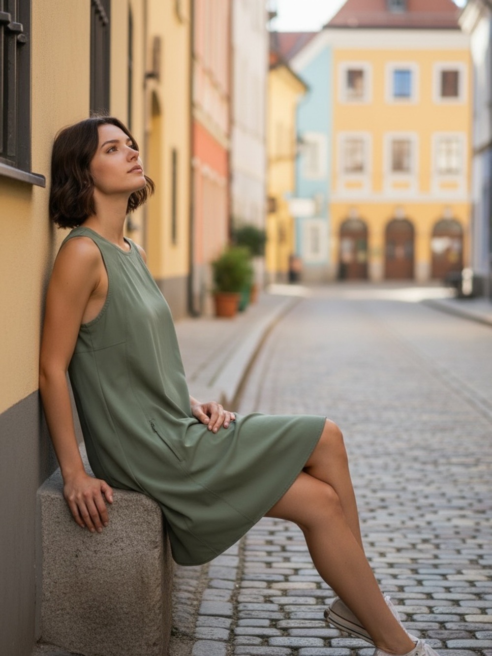 Kyodan Sleeveless Olive Shift Dress